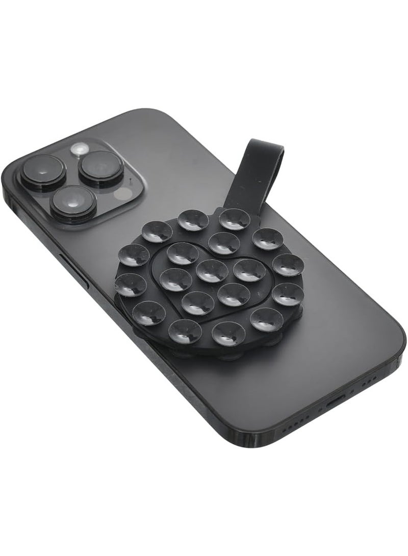 Silicone Suction Phone Case Mount, Non Slip Sticky Phone Grip for Cellphone for Strong Grip Holder for Selfies and Videos - Black - Image 2