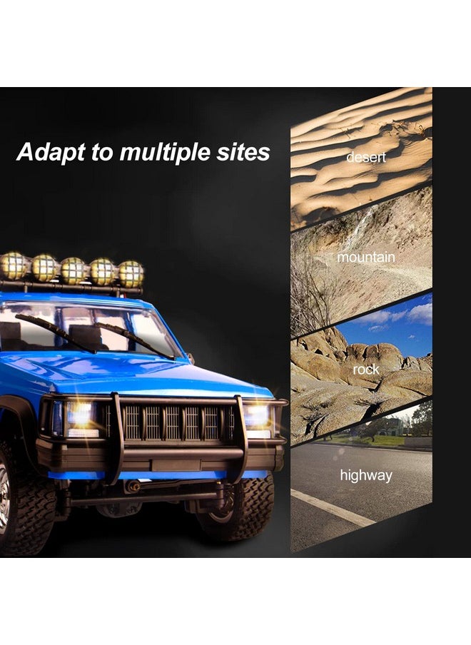 Rc Rock Crawler, 1:12 Scale Remote Control Car, 4Wd Off Road Rc Truck, 2.4Ghz All Terrains Climbing Vehicle, Rc Car With Led Lights For Kids And Adults, Include 2 Batteries (Blue)