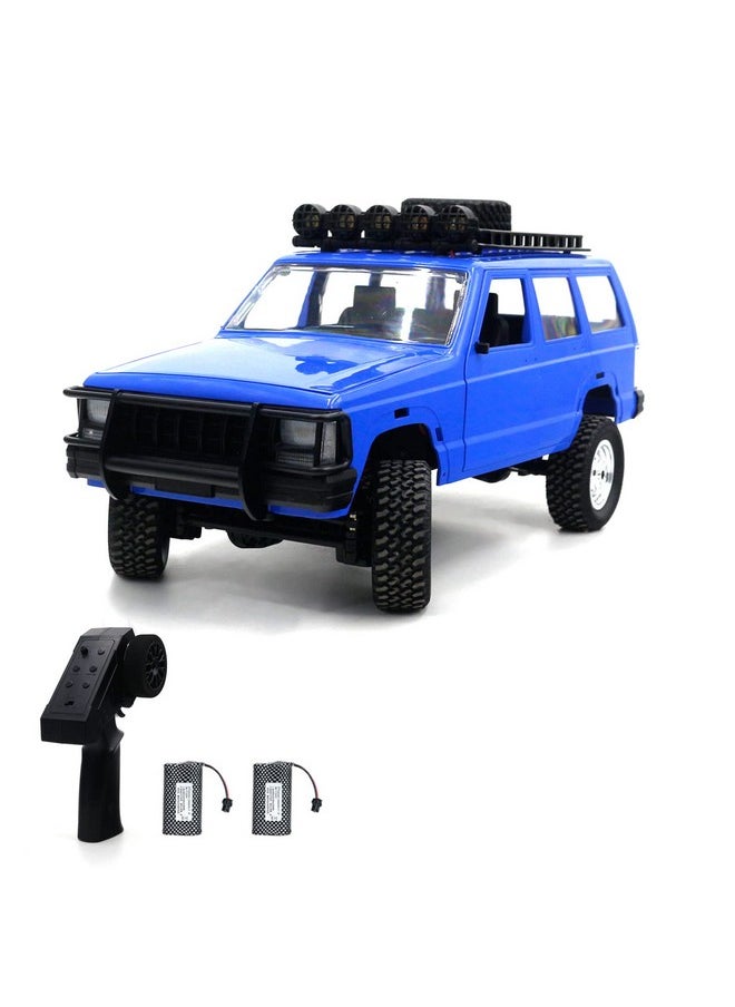 Rc Rock Crawler, 1:12 Scale Remote Control Car, 4Wd Off Road Rc Truck, 2.4Ghz All Terrains Climbing Vehicle, Rc Car With Led Lights For Kids And Adults, Include 2 Batteries (Blue)