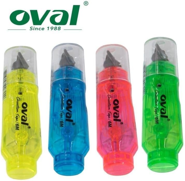 Oval Correction Tape 5mm X 6 meter 36pcs Assorted Colours (9pc Blue,9pc Green,9pc Red,9pc Yellow), Tape Eraser,Correction Tape White Tape, Correction Tape Eraser for School Office Home Supplies - Image 2