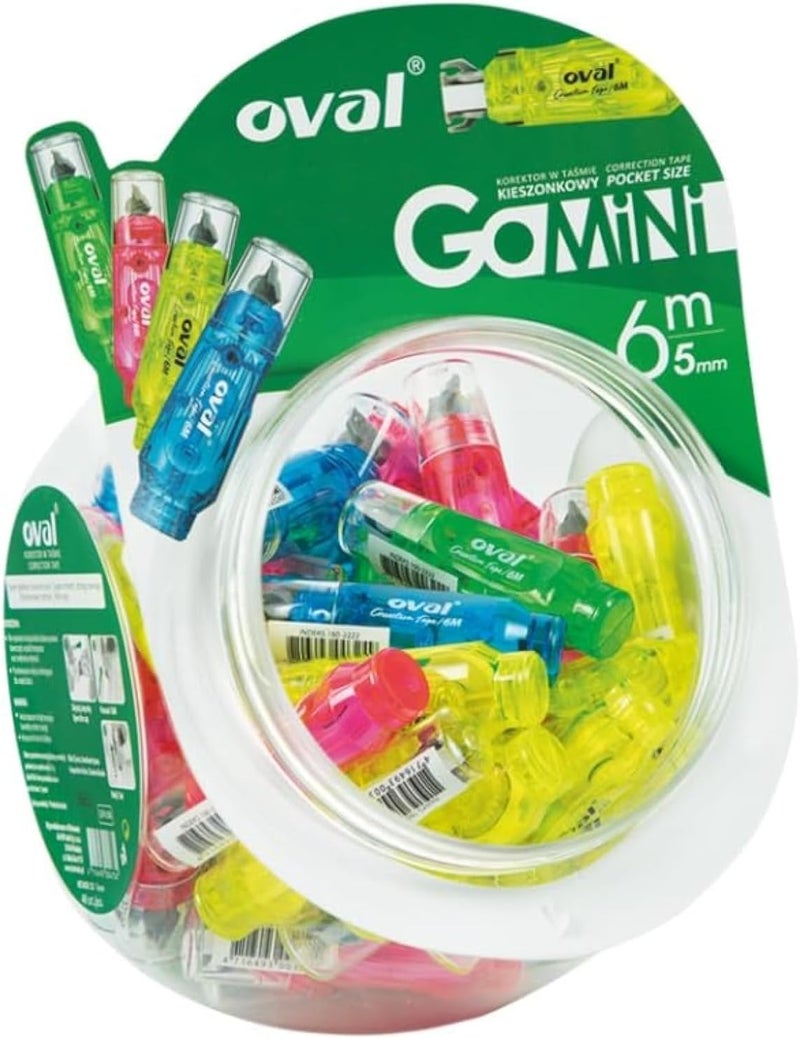 Oval Correction Tape 5mm X 6 meter 36pcs Assorted Colours (9pc Blue,9pc Green,9pc Red,9pc Yellow), Tape Eraser,Correction Tape White Tape, Correction Tape Eraser for School Office Home Supplies - Image 1