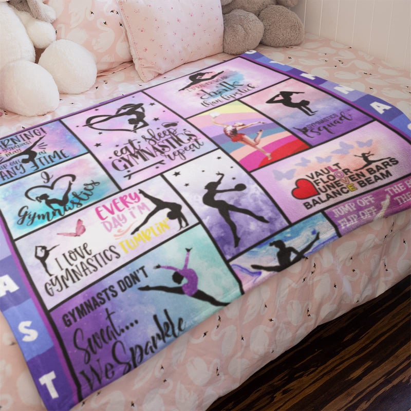 Mosslink Gymnastics Lovers Blanket Gymnast Gifts for Girls Kids Teens Women Adult Birthday Gifts for Gymnast Ultra Soft Flannel Fleece Warm Cozy Lightweight Throw Blankets for Home Bed Sofa 60""x 50"" - Image 4