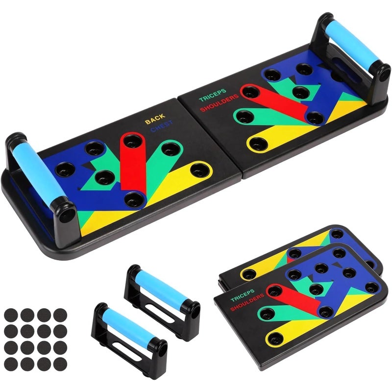 Normelle Foldable Push Up Board Fitness Equipment for Home Gym Workout, Multifunctional Abs Training System with Rotating Handles, Strength Exercise Tool for Men and Women, Portable Body Building Kit - Image 1