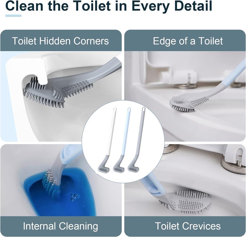 DISONE Silicone Toilet Cleaning Brush, 360° Deep Toilet Cleaner Brush with Quick Drying, Wall Mounted and Free Standing Toilet Cleaning Brush with Holder Stand (Hockey) - Image 3