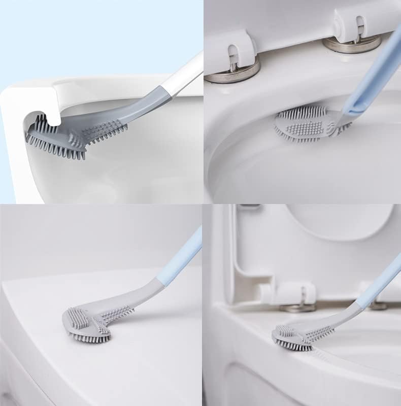 DISONE Silicone Toilet Cleaning Brush, 360° Deep Toilet Cleaner Brush with Quick Drying, Wall Mounted and Free Standing Toilet Cleaning Brush with Holder Stand (Hockey) - Image 2