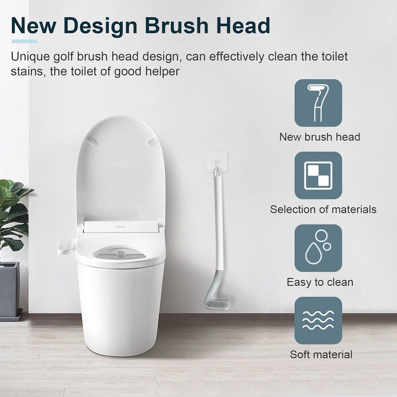 DISONE Silicone Toilet Cleaning Brush, 360° Deep Toilet Cleaner Brush with Quick Drying, Wall Mounted and Free Standing Toilet Cleaning Brush with Holder Stand (Hockey) - Image 4