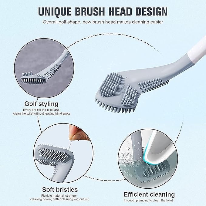 DISONE Silicone Toilet Cleaning Brush, 360° Deep Toilet Cleaner Brush with Quick Drying, Wall Mounted and Free Standing Toilet Cleaning Brush with Holder Stand (Hockey) - Image 5