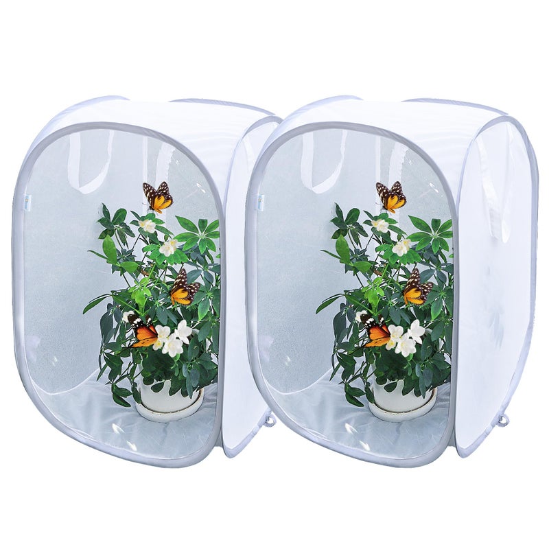 GDanes Pop-up Insect and Butterfly Habitat Cage Terrarium Clear Mesh Enclosure - 16" x 16" x 24" - Image 1