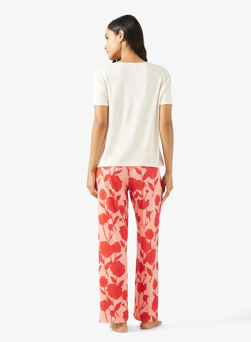 Ginger Relaxed Fit T-Shirt & Floral Pyjama Set