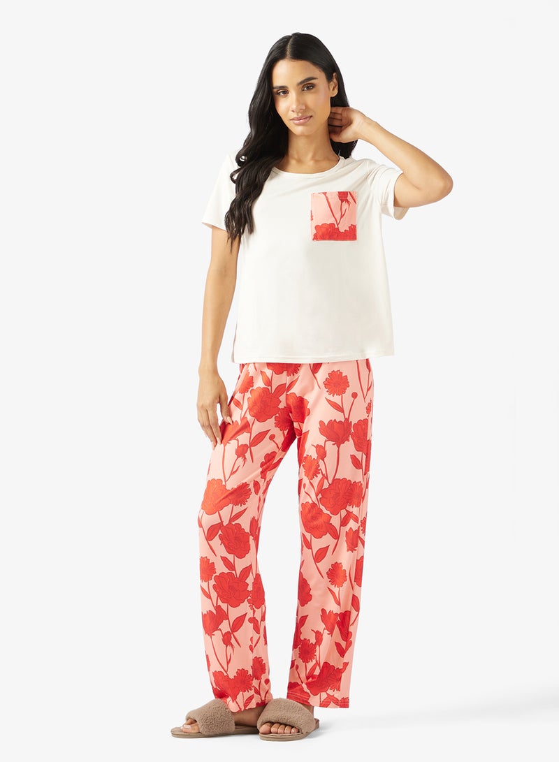 Ginger Relaxed Fit T-Shirt & Floral Pyjama Set - Image 5