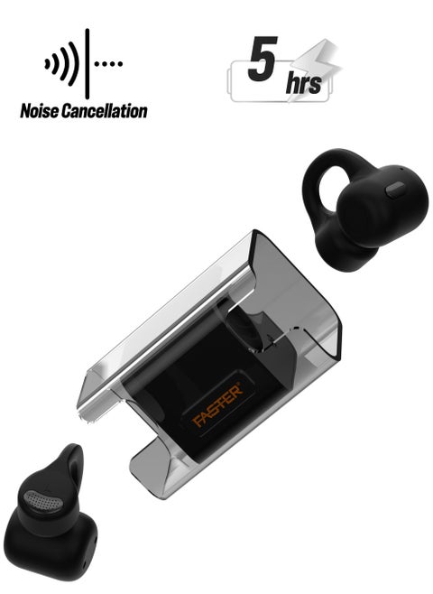 Airvibe 2 Open Ear Wireless Earbuds with Noise Cancellation (ENC) - 5 Hours Playtime with Bluetooth 5.3 - HiFi Stereo Sound Airpods - Sports Earhooks Bluetooth Earphones - For Exercise, Gym - Compatible with iPhone & Android (Black)