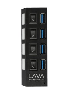 Hub Lava USB 3.0 device with switch feature and 4-port external cable  super speed black