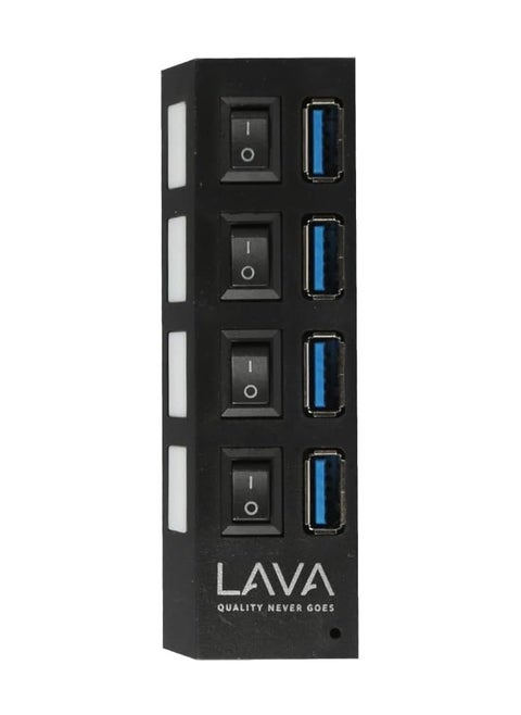 Hub Lava USB 3.0 device with switch feature and 4-port external cable  super speed black