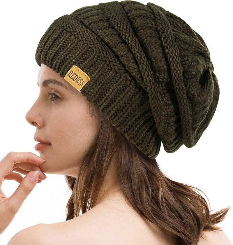 REDESS Slouchy Beanie Hat for Men and Women Winter Warm Chunky Soft Oversized Cable Knit Cap - Image 1