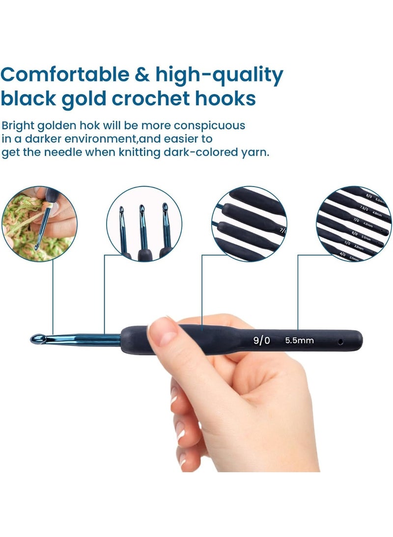 BIGTHREE 9 Pieces Crochet Hooks Set 2.0-6.0mm, Soft Ergonomic Grip Handles, Durable Lightweight Knitting Needles for Home Crafting, DIY Yarn Projects, Handmade Accessories - Image 5