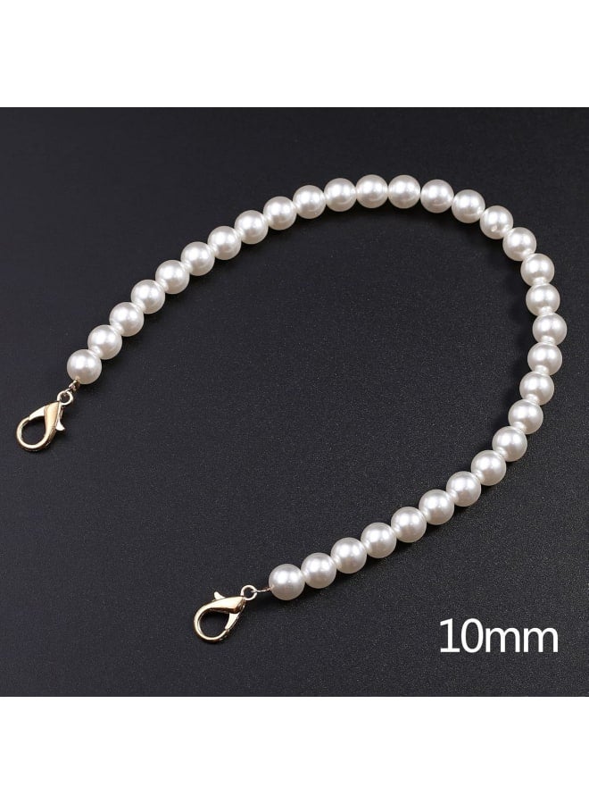 Yunmoxiao 3 Pcs Imitation Pearl Beads Short Long Purse Chain Strap,DIY Round Imitation Pearl Handbag ChainReplacement Handle Shoulder Cross Body Bag Handbag Chains Accessories with Metal Buckles  - Image 3