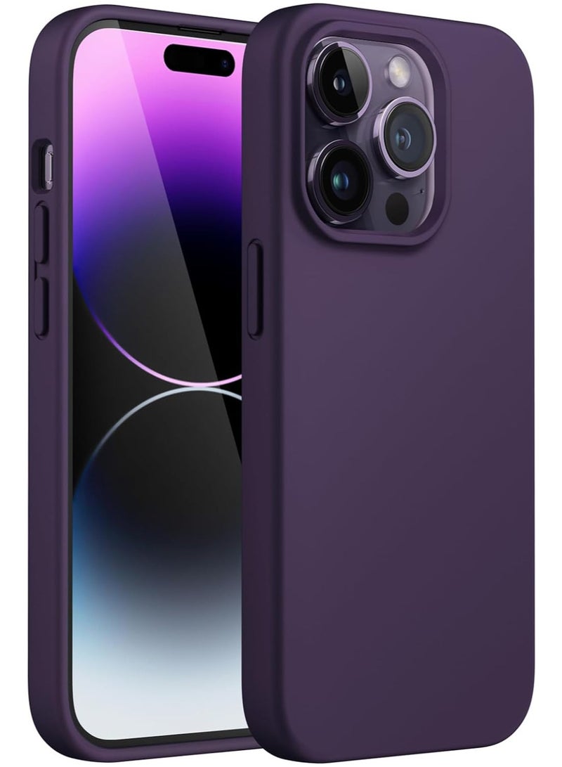 Silicone Case for Apple iPhone 14 Pro Max 6.7-Inch, Silky-Soft Touch Full-Body Protective Phone Case, Shockproof Cover with Microfiber Lining (Deep Purple) - Image 1