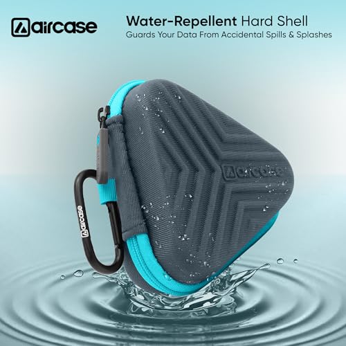 AirCase Earphone Carrying Case Cover with Shockproof EVA Hardshell & Soft Lining| Travel Organizer Pouch with Carabiner, Mesh Pocket, Zipper Closure for Earbuds, USB Drives, SD Cards, Cables - Image 3