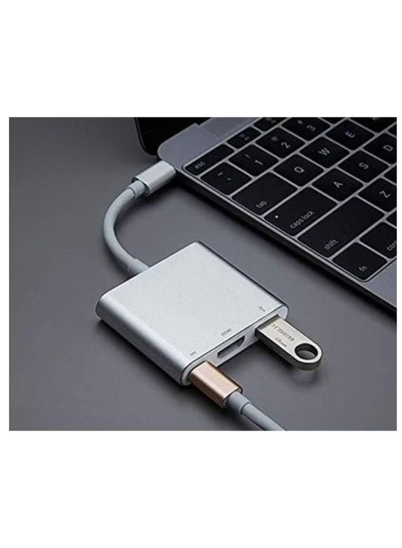 Zero USB C to HDMI Adapter, 3 in 1 Type C Adapter, Multiport USB C Hub with 4K HDMI Output, USB 3.0 Port and USB-C Charging Port, Device Silver  - Image 4