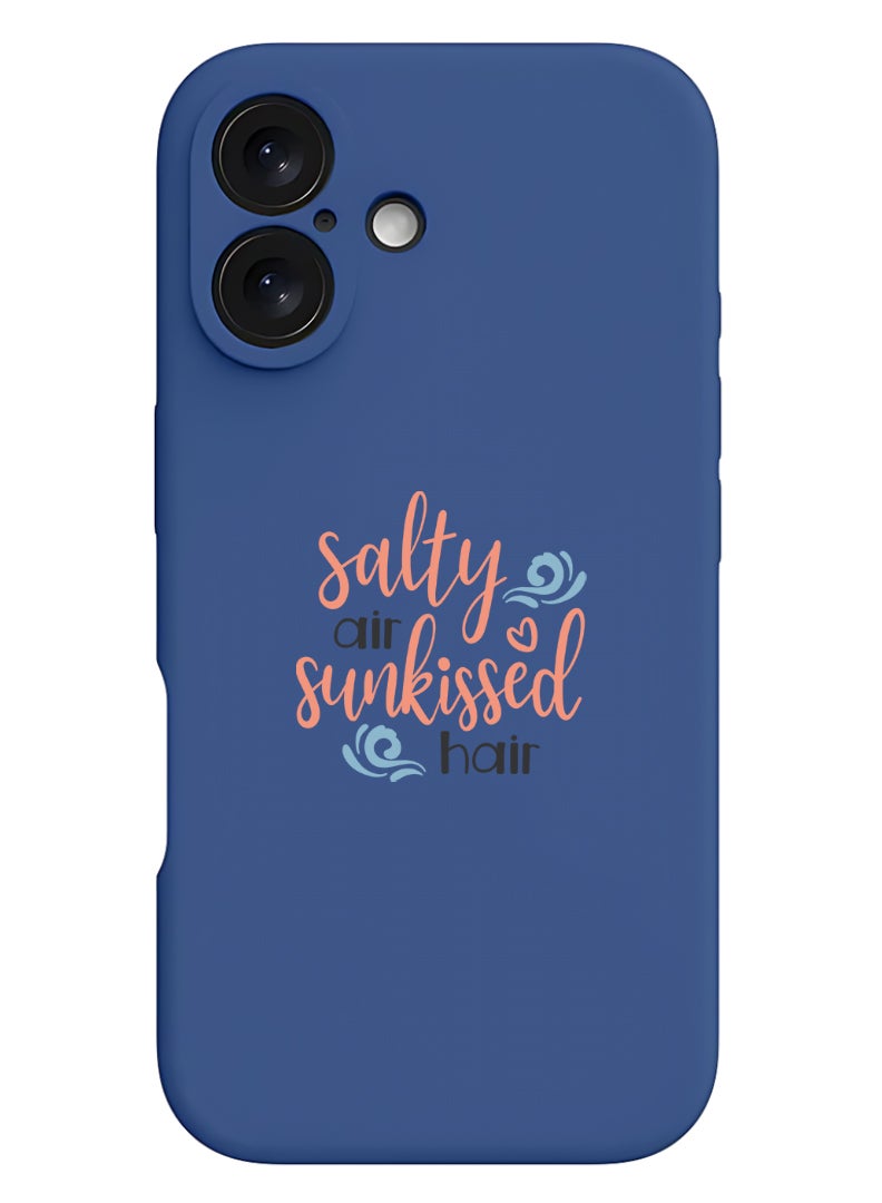 Theodor iPhone 16 Plus Blue Protective Slim Fit Case Liquid Silicone Cover with Full Body Protection Anti-Scratch Shockproof Case For iPhone - Salty air sunkissed air - Image 1