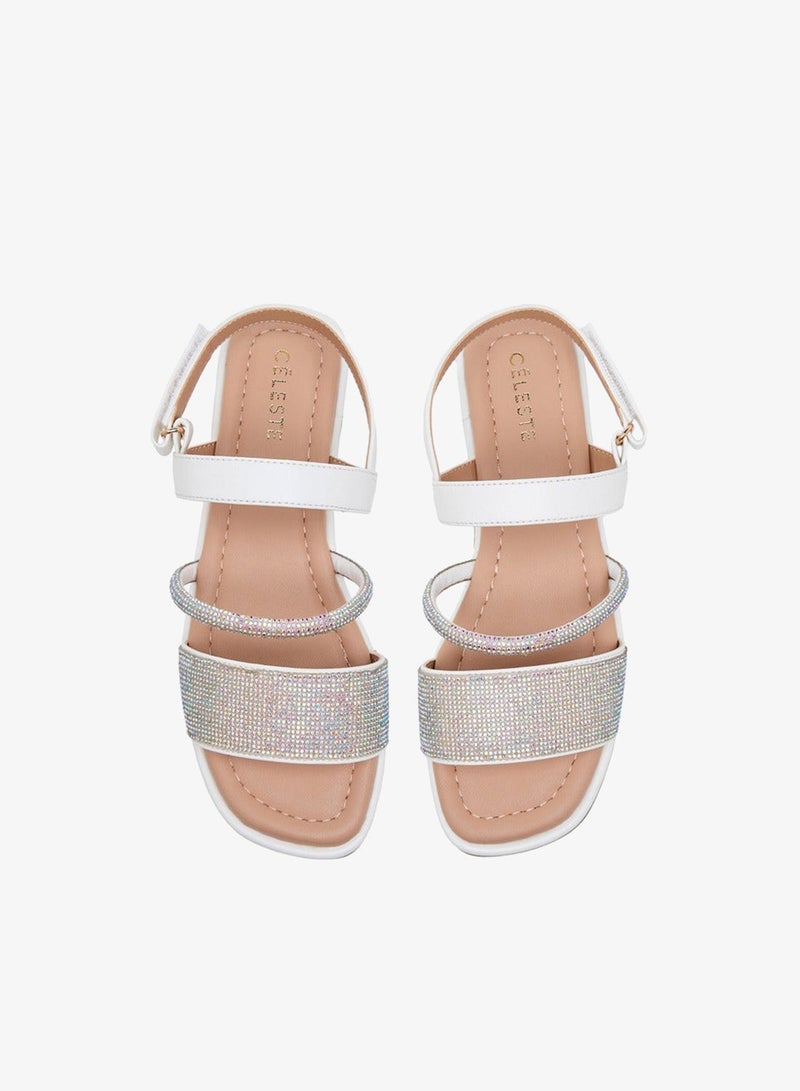 Celeste Girls' Embellished Open Toe Sandals with Hook and Loop Closure - Image 1