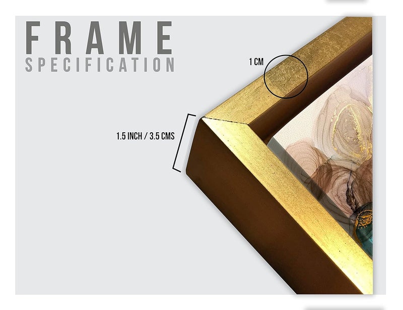 PRINTELLIGENT Luxury Wall Art Golden Floating Frame Canvas Painting for Living Room Bedroom 18 x 18 inch F - Image 3