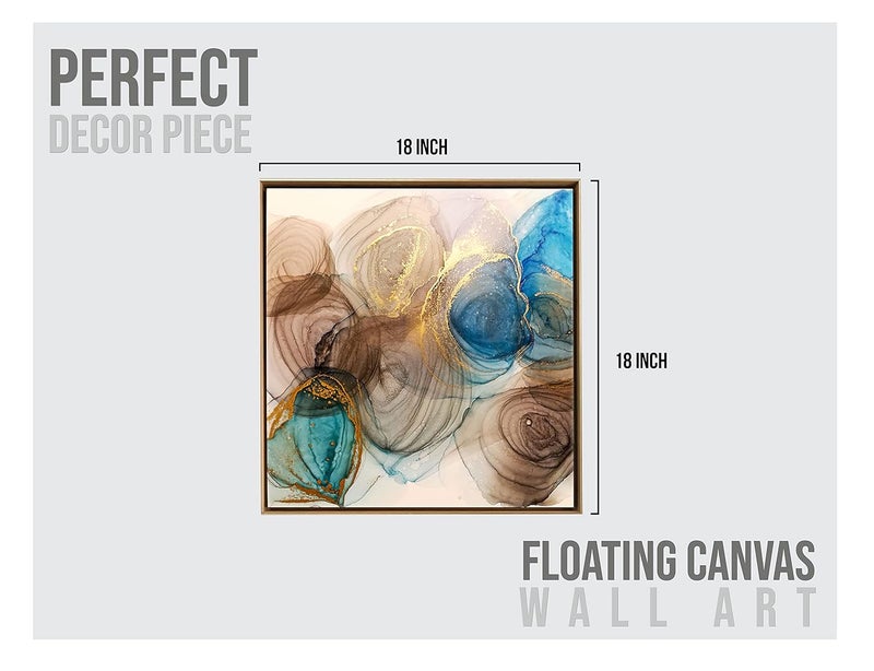 PRINTELLIGENT Luxury Wall Art Golden Floating Frame Canvas Painting for Living Room Bedroom 18 x 18 inch F - Image 4