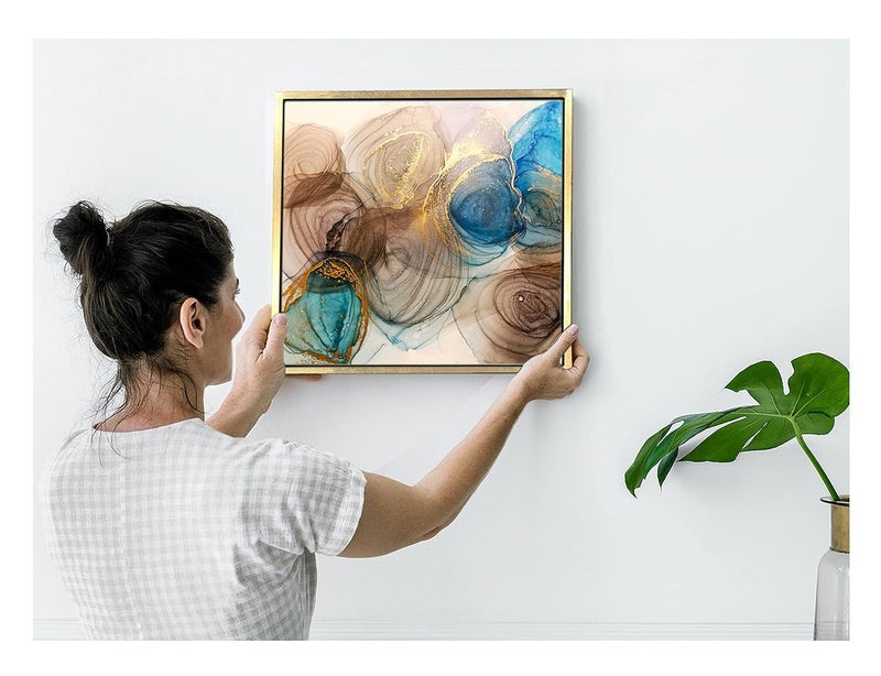 PRINTELLIGENT Luxury Wall Art Golden Floating Frame Canvas Painting for Living Room Bedroom 18 x 18 inch F - Image 5