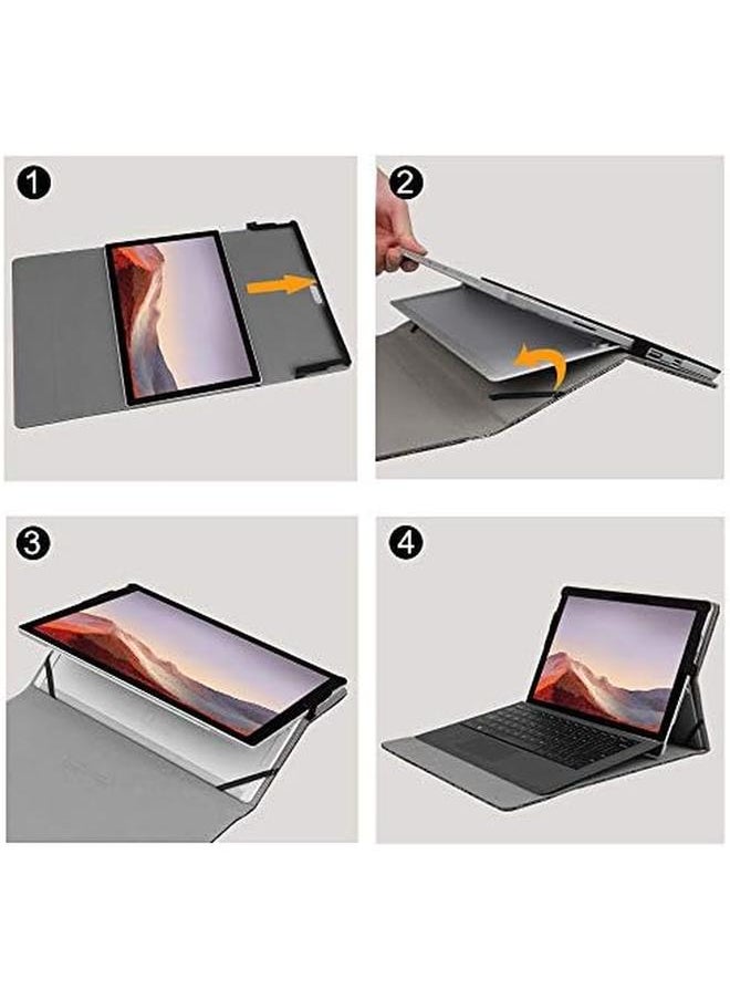 erorex - Case For New Microsoft Surface Pro 7 Pro 6 Pro 5 Pro 4 Pro 3 12.3 Inch Tablet Multiple Angle Viewing Portfolio Business Cover Compatible With Type Cover Keyboard (Denim Charcoal) - Image 1
