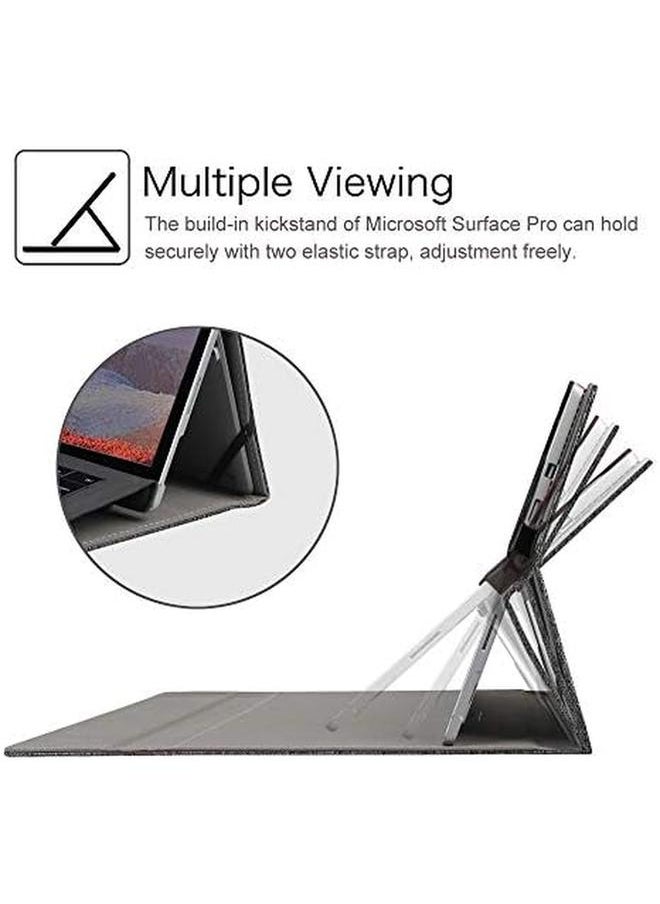 erorex - Case For New Microsoft Surface Pro 7 Pro 6 Pro 5 Pro 4 Pro 3 12.3 Inch Tablet Multiple Angle Viewing Portfolio Business Cover Compatible With Type Cover Keyboard (Denim Charcoal) - Image 1