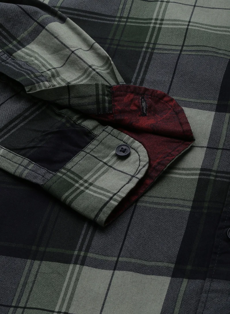 Dennis Lingo Olive Slim Fit Casual Spread Shirt - 100% Cotton