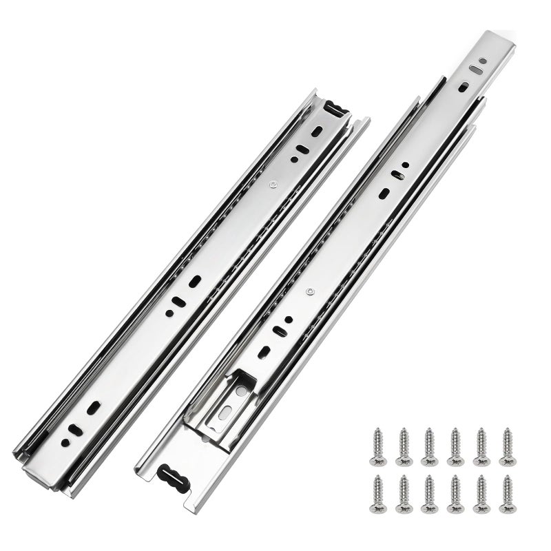 LONTAN Full Extension Ball Bearing Drawer Slides 8 10 12 14 16 18 20 22 24 Inch Heavy Duty Side Mount File Cabinet Rails Dresser Runner Kitchen Cabinet Drawer Glides 100 LB Capacity (12 inch,1 Pair) - Image 1
