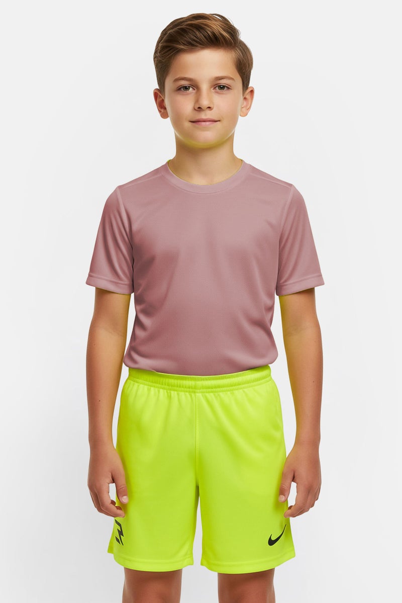 Nike 3Brand by Russell Wilson Kids Boys Embroidered Logo Training Shorts, Lime Green - Image 1