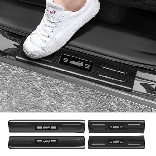 Hellet 4PCS Car Door Sill Protector for Toyota 2024 2025 2026 Grand Highlander Including Hybrid LE XLE Limited and Platinum Accessories Stainless Steel Material Black Brushed Door Entry Guards - Image 3