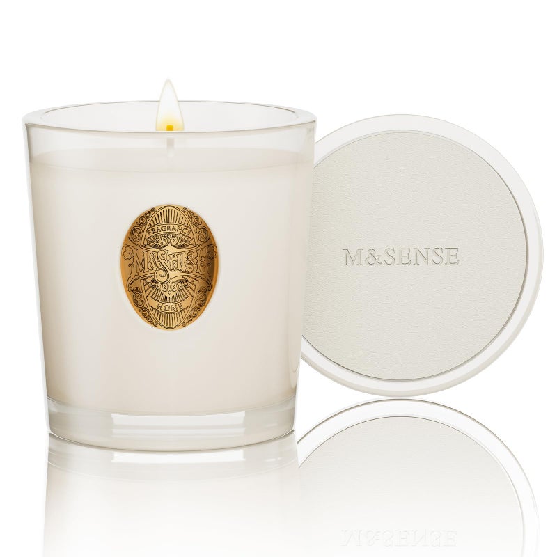 M&SENSE Natural Soy Candle | Vanilla Dream & White | 9.2 oz, 50H Burn Time | Luxury Scented Candle for Relaxation, Gifting, Home DÃ©cor | Ideal for Bedroom, Office, Party Ambiance - Image 1