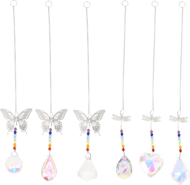 6 Pcs Crystal Ceiling Fan Pull Chain Prism Pendants Rainbow Reflection Home Decor - Image 1