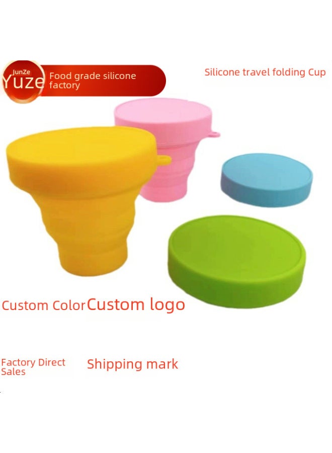 Silicone 150ml Folding Water Cup With Lid Retractable Mini Portable Belt Travel Outdoor Silicone Water Cup-Color:yellow Without Cover-Capacity:About 170ML  - Image 2