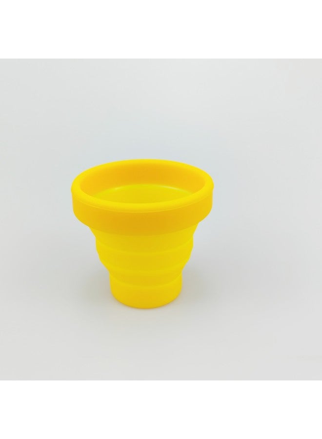 Silicone 150ml Folding Water Cup With Lid Retractable Mini Portable Belt Travel Outdoor Silicone Water Cup-Color:yellow Without Cover-Capacity:About 170ML  - Image 1