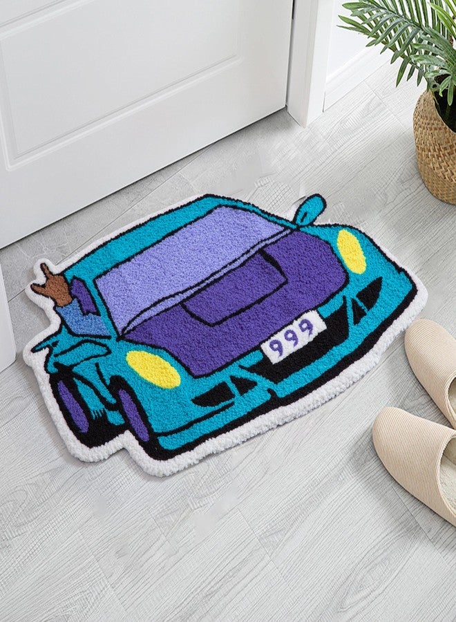 LAKEA Enthusiast Racing Car Shaped Tufting Rug Living Room Bedroom Decor Carpet Embroidered Non-Slip Floor Mat Doormat Home Decor (29.5X19.7inch)（Brown Hand） - Image 2