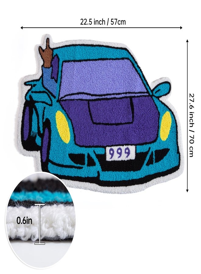LAKEA Enthusiast Racing Car Shaped Tufting Rug Living Room Bedroom Decor Carpet Embroidered Non-Slip Floor Mat Doormat Home Decor (29.5X19.7inch)（Brown Hand） - Image 3