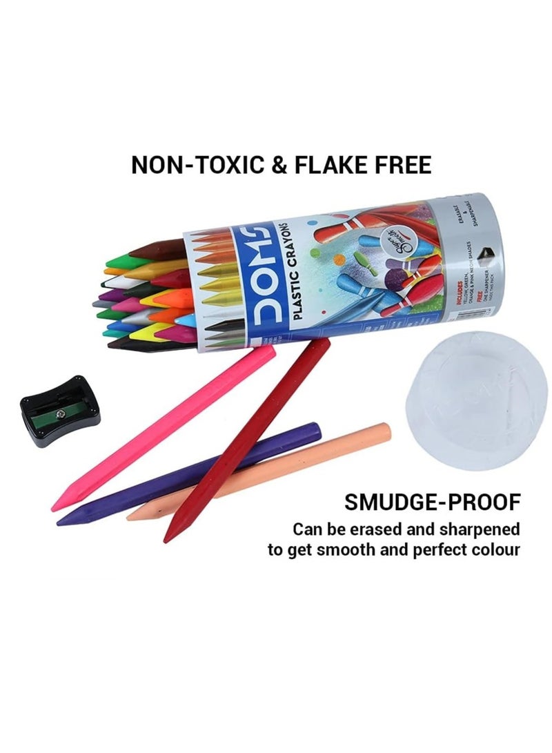DOMS مجموعة أقلام تلوين بلاستيكية مكونة من 28 قطعة مع مبراة في علبة دائرية من الصفيح - Image 3