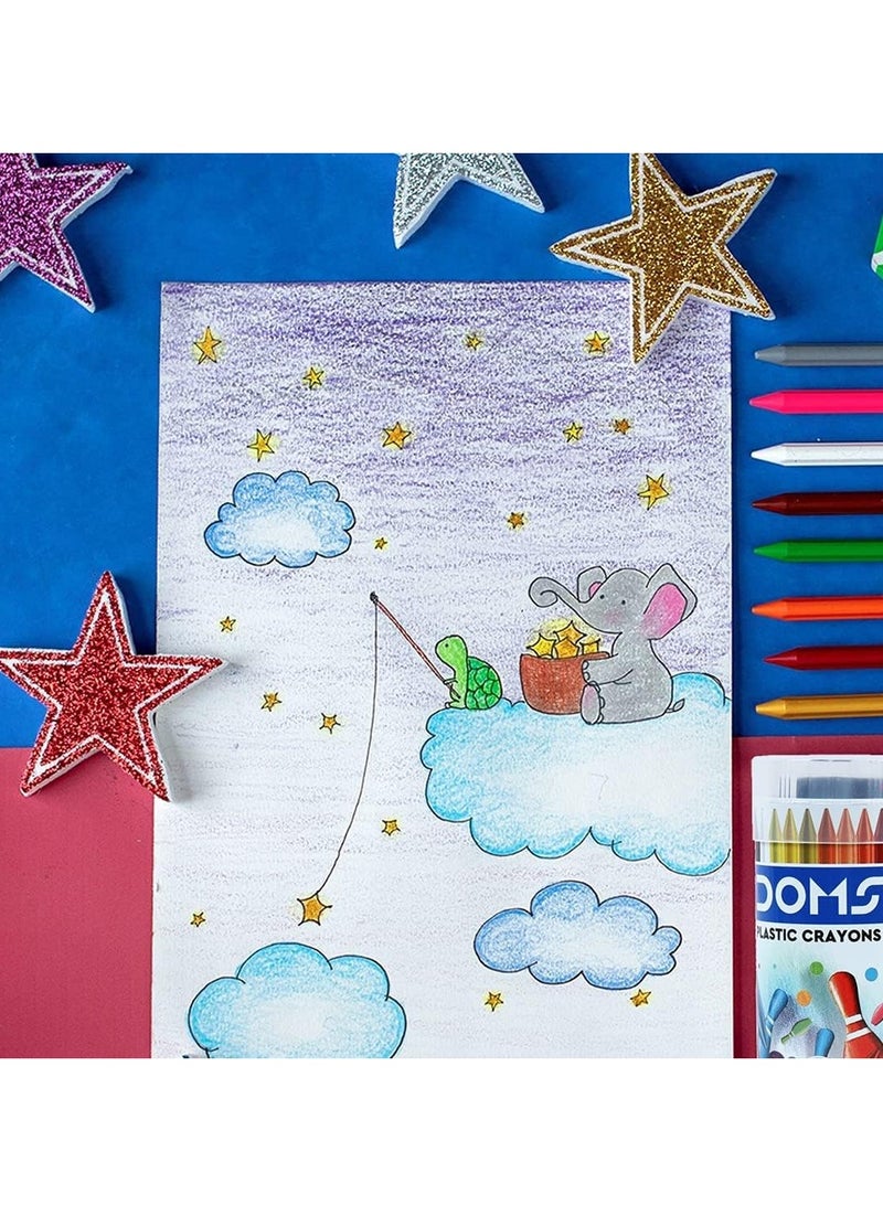 DOMS مجموعة أقلام تلوين بلاستيكية مكونة من 28 قطعة مع مبراة في علبة دائرية من الصفيح - Image 4