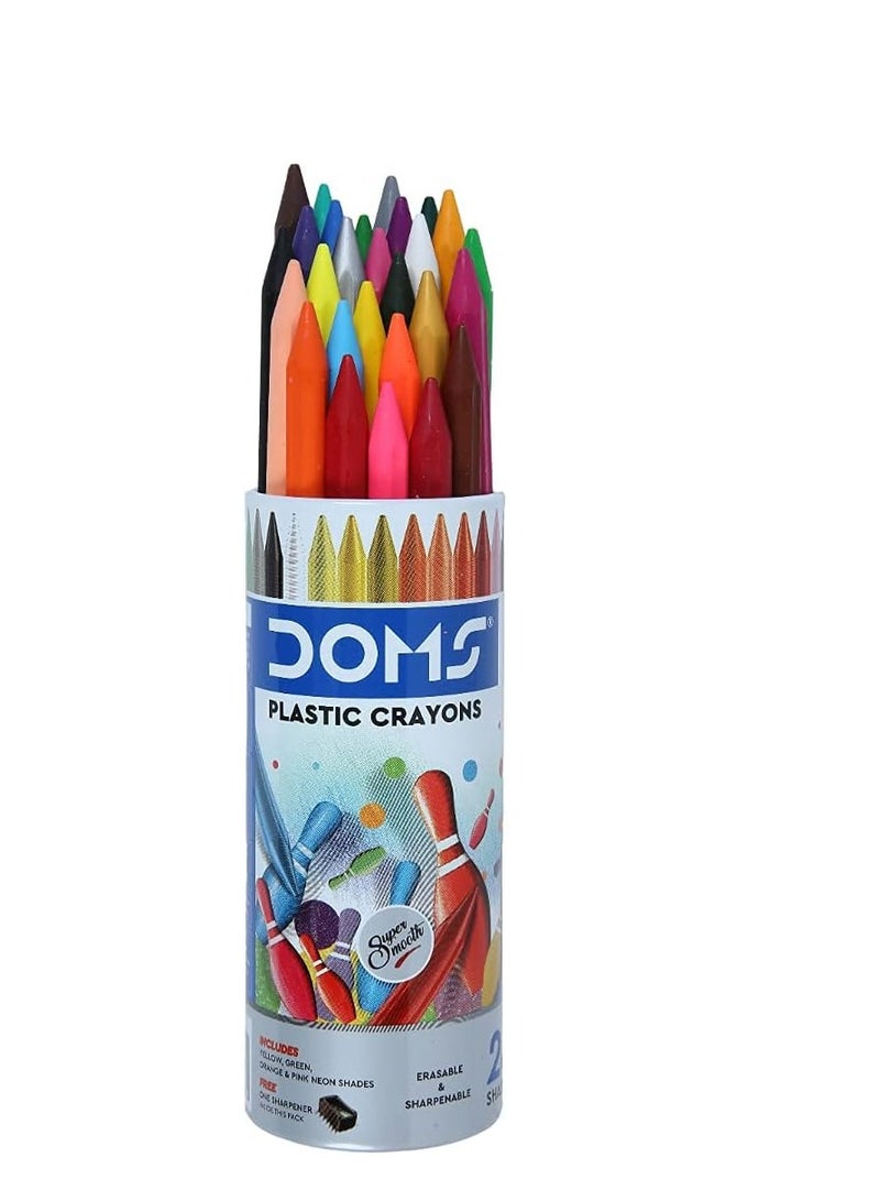 DOMS مجموعة أقلام تلوين بلاستيكية مكونة من 28 قطعة مع مبراة في علبة دائرية من الصفيح - Image 5