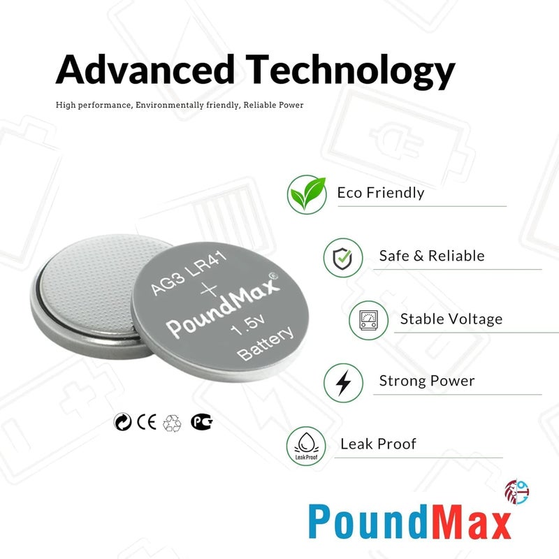 PoundMax® 20 x AG3 LR41 1.5V Alkaline Button Cell Battery - Image 4