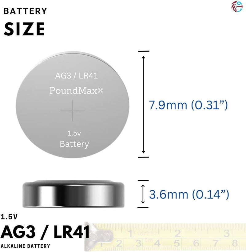 PoundMax® 20 x AG3 LR41 1.5V Alkaline Button Cell Battery - Image 2