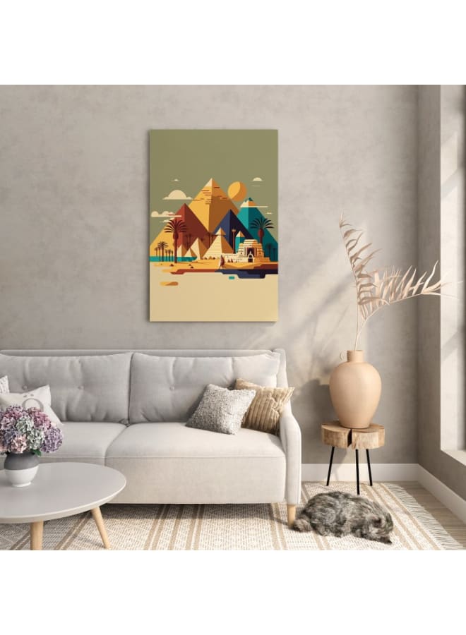 Home Gallery Geometric shape of the pyramids and Egyptian landmarks Printed canvas wall art 120x80 cm - Image 3