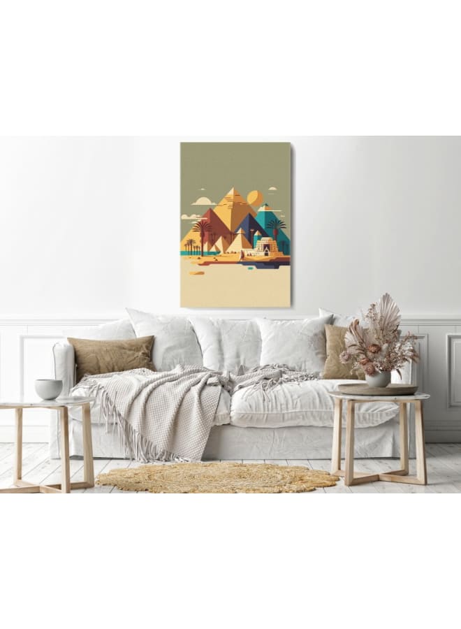 Home Gallery Geometric shape of the pyramids and Egyptian landmarks Printed canvas wall art 120x80 cm - Image 4