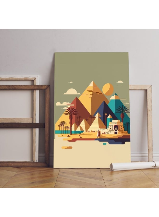 Home Gallery Geometric shape of the pyramids and Egyptian landmarks Printed canvas wall art 120x80 cm - Image 1