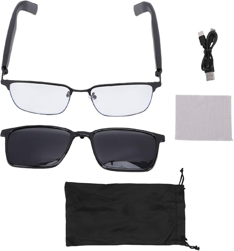 نظارات فوكيتي الذكية للذكاء الاصطناعي ترجمة فورية 100 لغة خفيفة الوزن يو إس بي سي أسود - Image 2