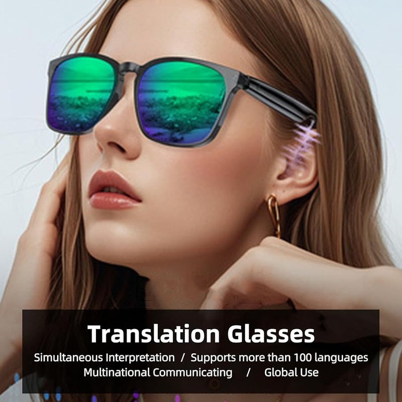 نظارات فوكيتي الذكية للذكاء الاصطناعي ترجمة فورية 100 لغة خفيفة الوزن يو إس بي سي أسود - Image 4